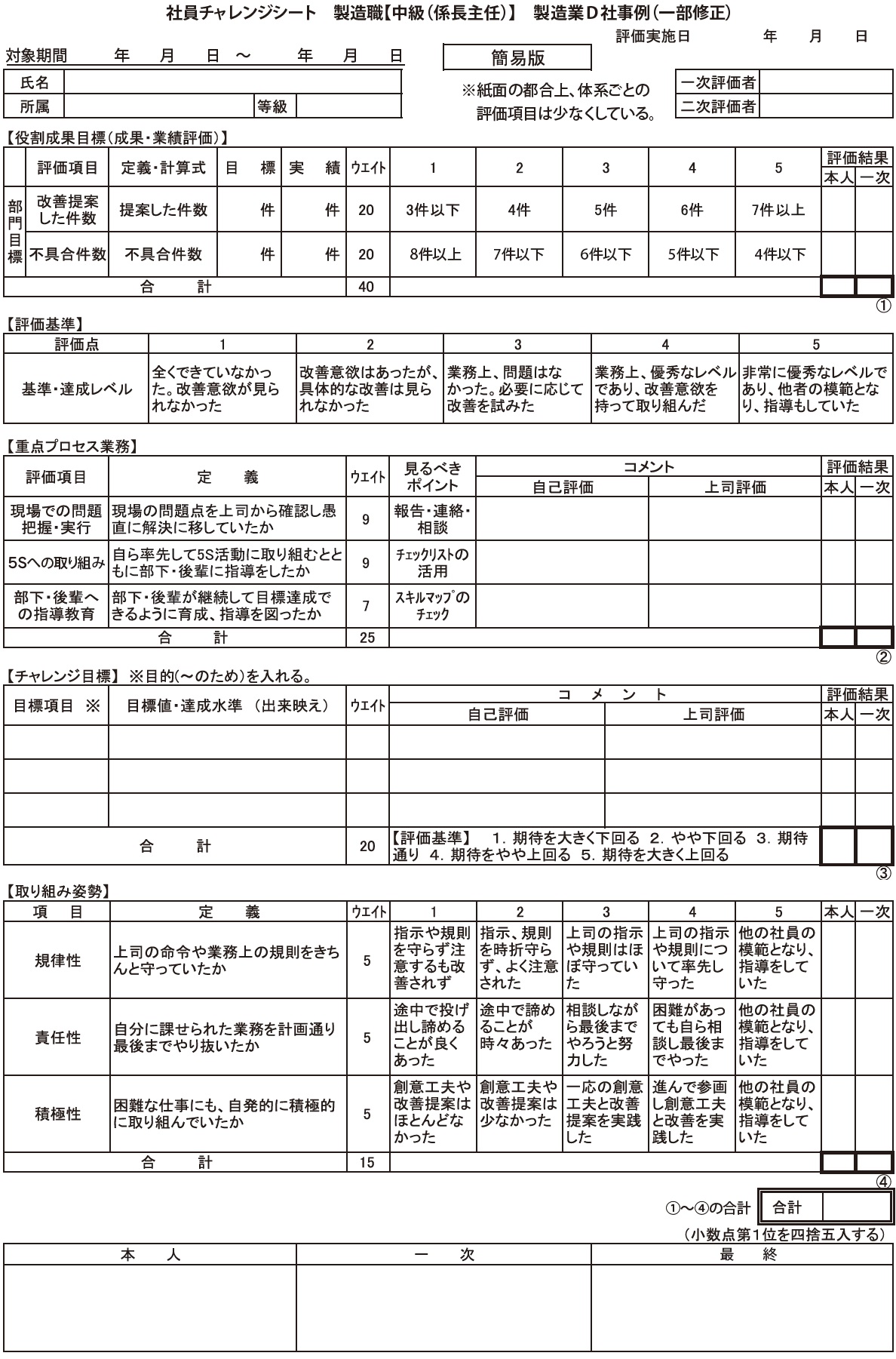 [新しいコレクション] 人事 評価 目標設定シート