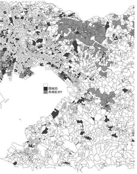 出所：宗健・新井優太「富裕層および団地の集積が家賃に与える影響」 都市住宅学会2018年学術講演会