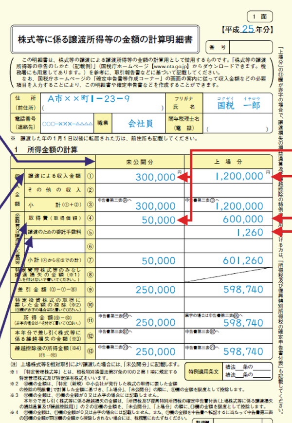 株式等に係る譲渡所得等の金額の計算明細書 トップ その他の収入とは